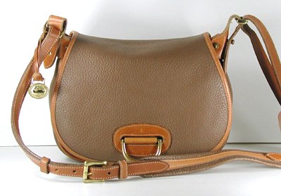 Authentic Dooney & Bourke R57 Horseshoe Shoulder Bag Dark Taupe and British Tan