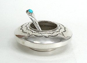Navajo sterling silver salt cellar with spoon