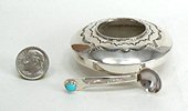 Native American Navajo Sterling silver salt cellar and spoon
