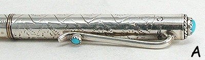 Sterling silver ballpoint pen Timothy Cadman Navajo native American