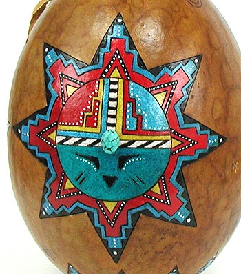 Kachina Sunface Spirit Ceremonial Rattle