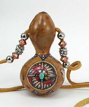 Native American Apache Wolf Spirit Amulet Rattle