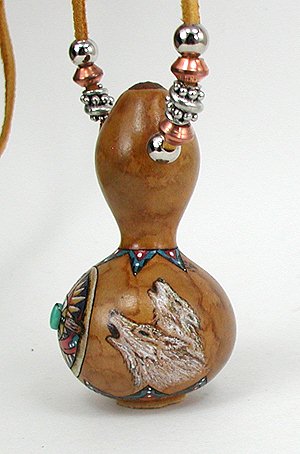 Native American Apache Wolf Spirit Amulet Rattle
