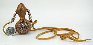 Native American Apache Wolf Spirit Amulet Rattle