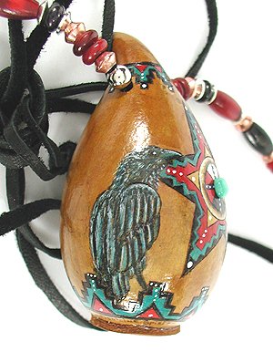 Native American Apache Raven Spirit Amulet Rattle