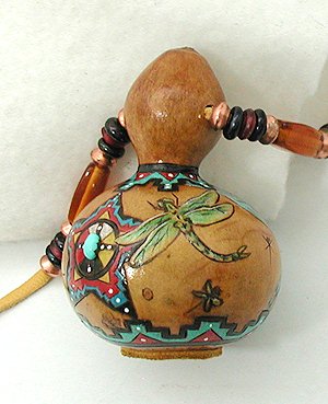 Native American Apache Dragonfly Spirit Amulet Rattle