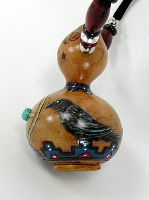 Native American Apache Raven Spirit Amulet Rattle
