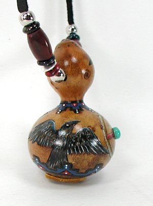 Native American Apache Raven Spirit Amulet Rattle
