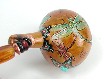 Native American Apache Dragonfly Spirit Amulet Rattle