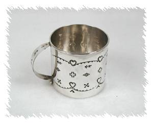 Hand made Native American Navajo  Indian Sterling Silver Baby Cup