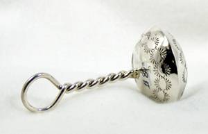 Hand made Native American Indian Jewelry; Navajo Sterling Silver baby rattle