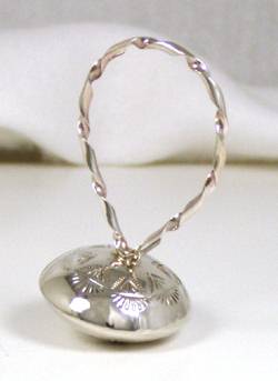 Hand made Native American Indian Jewelry; Navajo Sterling Silver baby rattle
