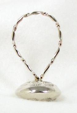 Hand made Native American Indian Jewelry; Navajo Sterling Silver baby rattle