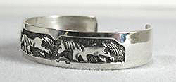Navajo Sterling Silver Storyteller Baby Bracelet