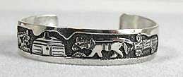 Navajo Sterling Silver Storyteller Baby Bracelet