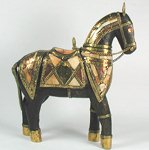 Wooden horses with inlaid armour