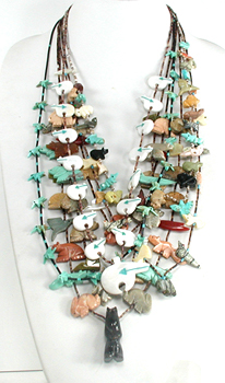 lot of five mixed stone animal and heishi necklaces with minor damage