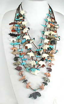 lot of four mixed stone animal and heishi necklaces with minor damage