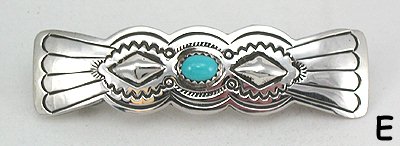Navajo Sterling Silver turquoise Stamped Barrette