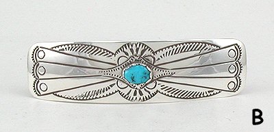 Navajo Sterling Silver Stick turquoise barrette