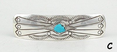 Navajo Sterling Silver Stick turquoise barrette