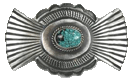 Sterling Silver Navajo Stamped with Turquoise Barrette
