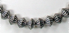 Hand made Native American Indian Jewelry; Navajo Sterling Silver bead necklace
