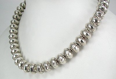 Hand made Native American Indian Jewelry; Navajo Sterling Silver beads