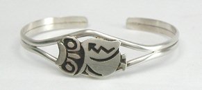 Navajo Sterling Silver Storyteller Baby Bracelet