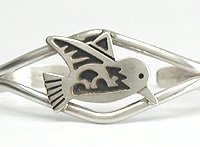 Hand made Native American Indian Jewelry; Navajo Sterling Silver bird bracelet