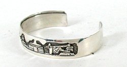Navajo Sterling Silver Storyteller Baby Bracelet