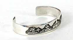 Navajo Sterling Silver Storyteller Baby Bracelet