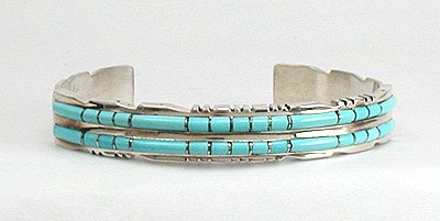 Hand made Native American Indian Zuni Sterling Silver Inlay Bracelet
