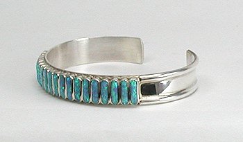 Hand made Native American Indian Zuni Sterling Silver Inlay Bracelet