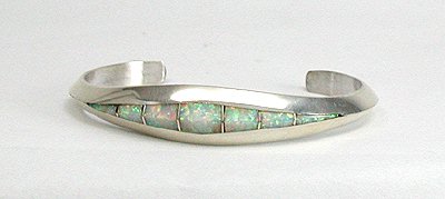 Hand made Native American Indian Navajo Sterling Silver Inlay Bracelet