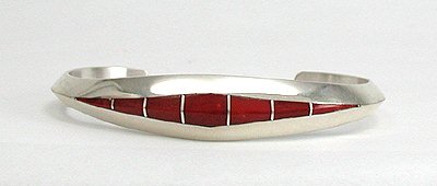 Hand made Native American Indian Navajo Sterling Silver Inlay Bracelet