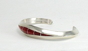 Hand made Native American Indian Navajo Sterling Silver Inlay Bracelet