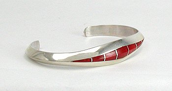 Hand made Native American Indian Navajo Sterling Silver Inlay Bracelet