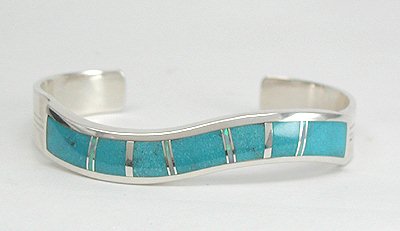 Hand made Native American Indian Navajo Sterling Silver Multi-Stone Inlay Bracelet