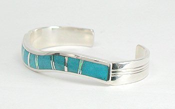 Hand made Native American Indian Navajo Sterling Silver Multi-Stone Inlay Bracelet