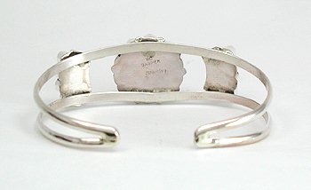 Hand made Native American Indian Zuni Sterling Silver Coral Inlay Sunface Bracelet