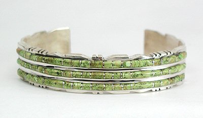 Hand made Native American Indian Zuni Sterling Silver Inlay Bracelet