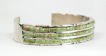 Hand made Native American Indian Zuni Sterling Silver Inlay Bracelet