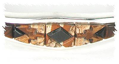 Hand made Native American Indian Navajo Sterling Silver Fossilized Coral Inlay Bracelet