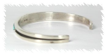 Hand made Native American Indian Navajo Sterling Silver Turquoise  Inlay Bracelet