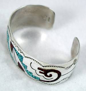 Hand made Native American Indian Jewelry; Navajo Sterling Silver and Turquoise  bracelet