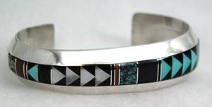 Hand made Native American Indian Jewelry; Navajo Sterling Silver and Turquoise  bracelet