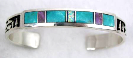 Hand made Native American Indian Jewelry; Navajo Sterling Silver and Turquoise  bracelet