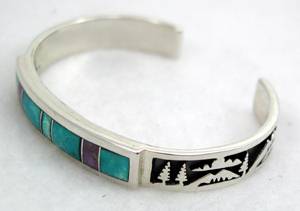 Hand made Native American Indian Jewelry; Navajo Sterling Silver and Turquoise  bracelet