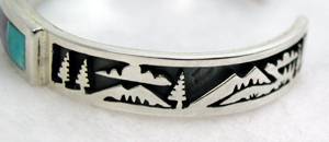 Hand made Native American Indian Jewelry; Navajo Sterling Silver and Turquoise  bracelet
